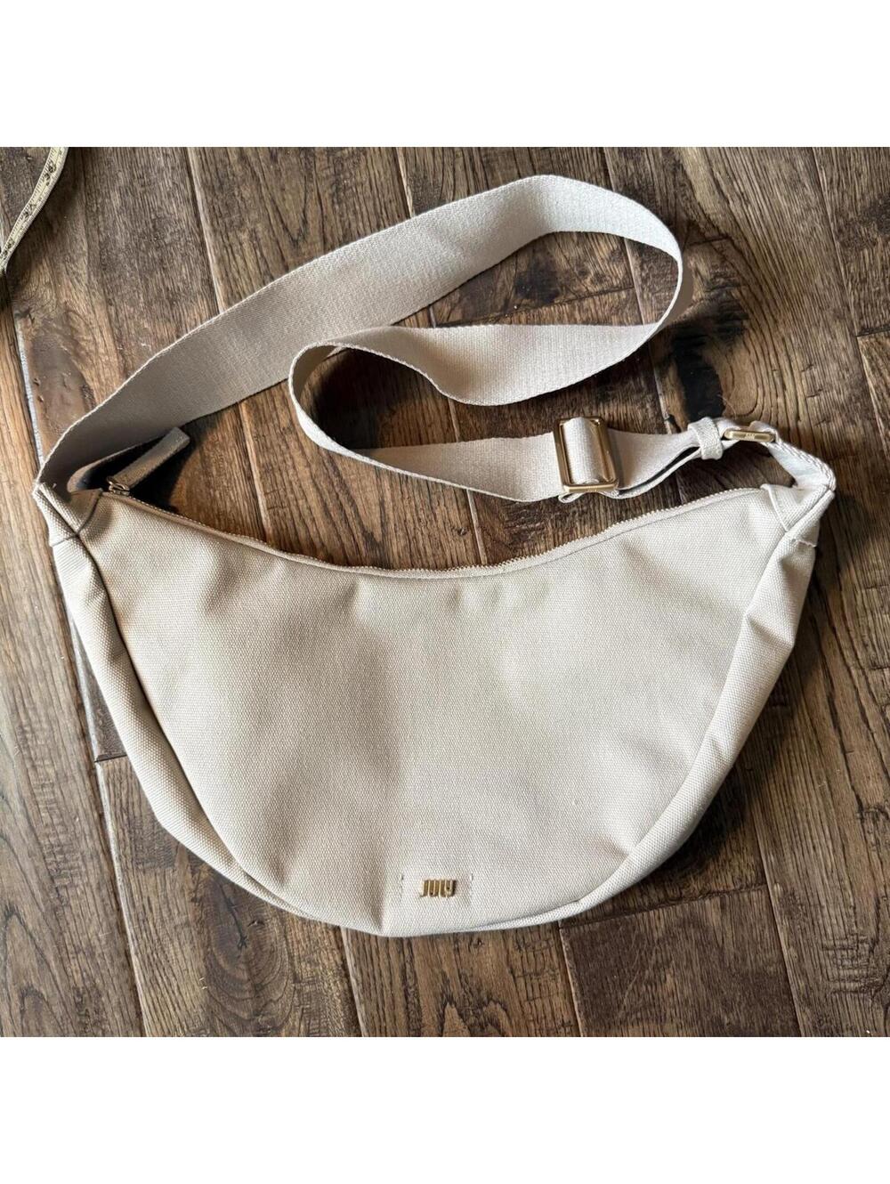 NWOT July Everyday Cream Canvas Crescent Crossbody Bag
